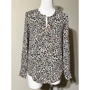 Catherine Malandrino Animal Print Long Sleeve Blouse Size Petite XSMALL